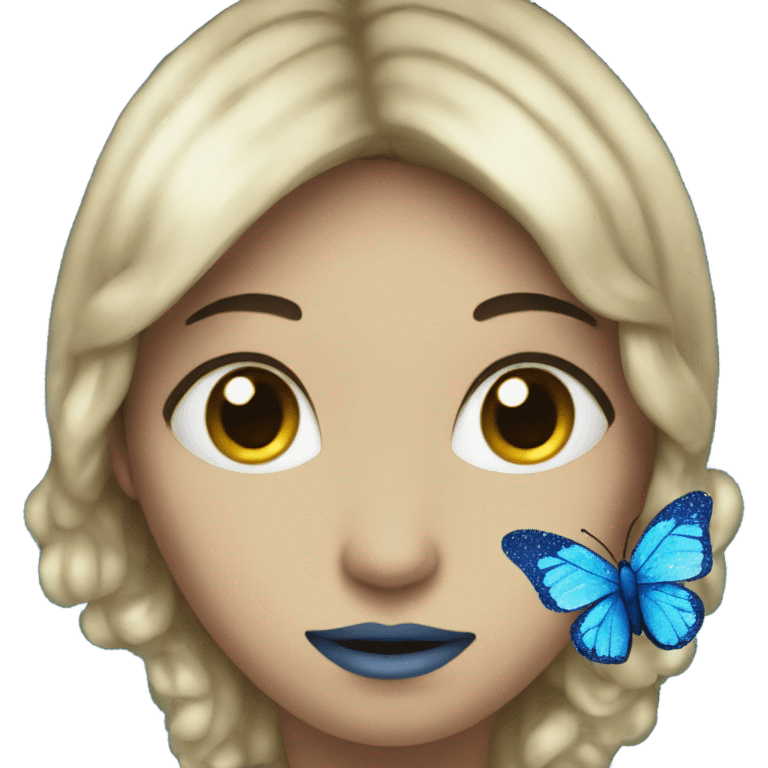 Blue butterfly with glitter emoji