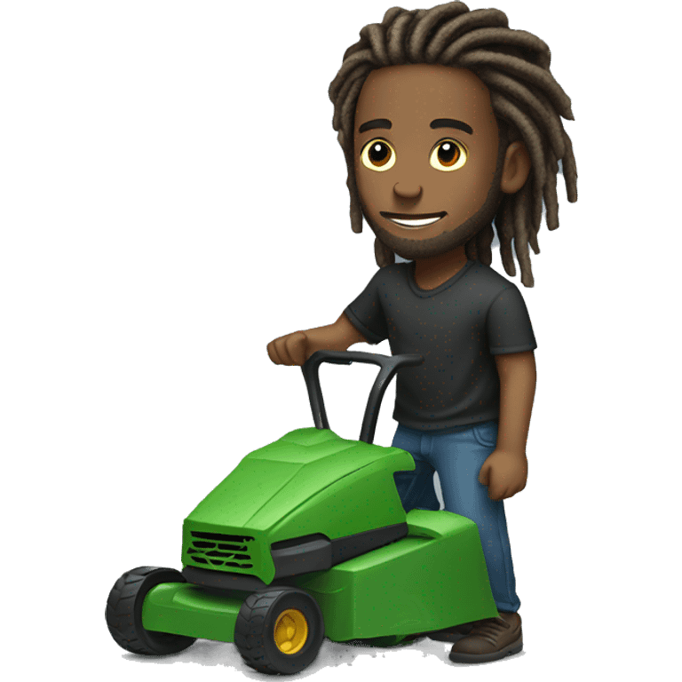 Light brown skin  man with dreads on law mower emoji