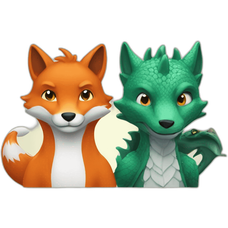 a fox and a dragon emoji