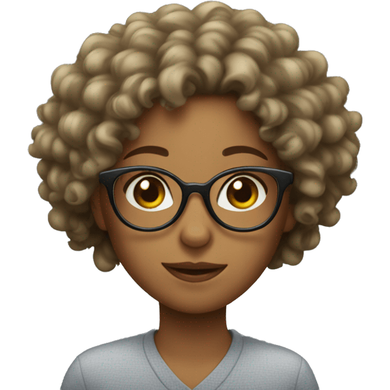 Girl with curly hair  with big glasses  emoji