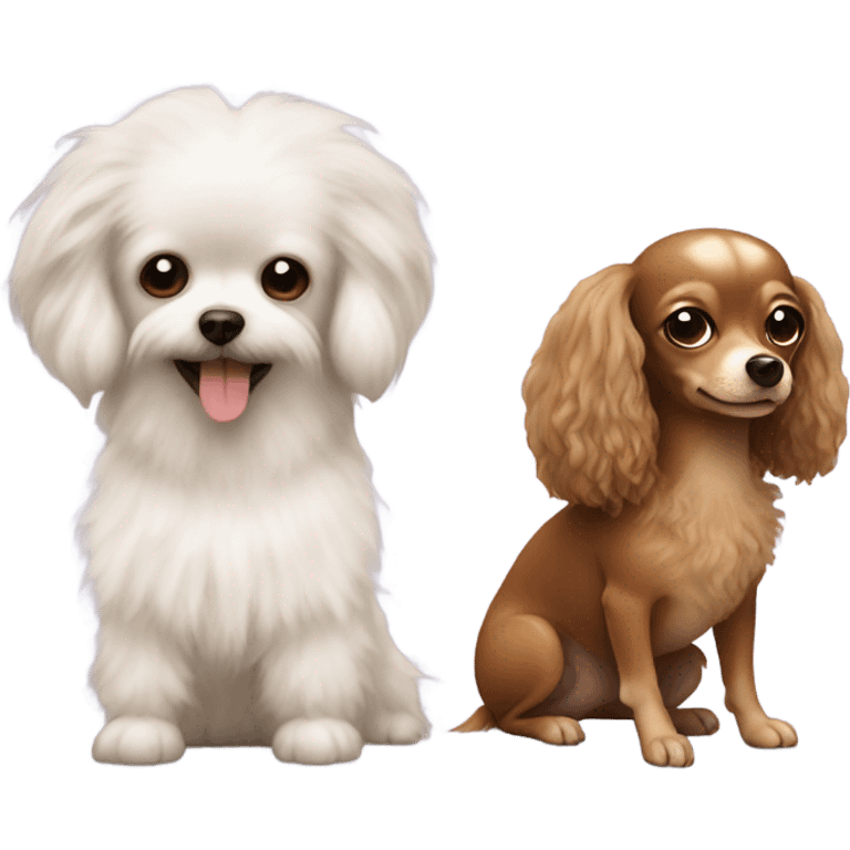 Long hair, brown Chihuahua and a white poodle emoji