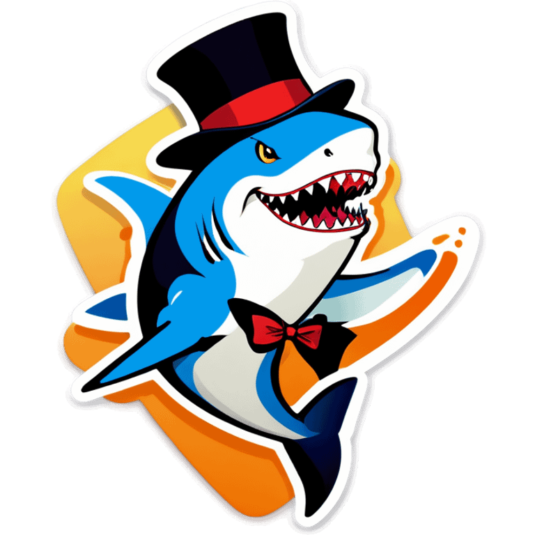 Shark with a top hat emoji