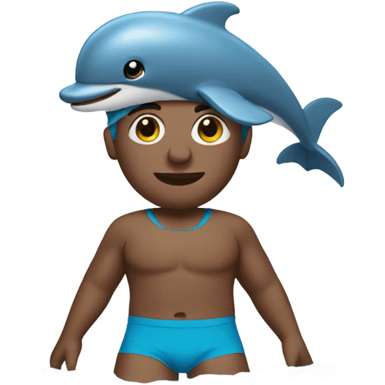 Man swimming wearing a dolphin outfit emoji