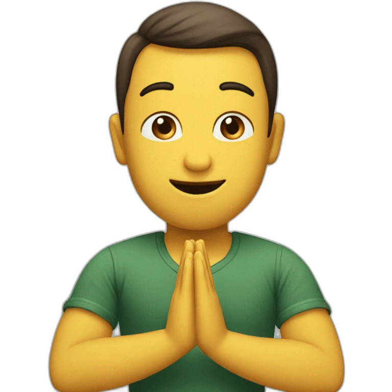 Emoji saying namaste with elbows tpuching emoji