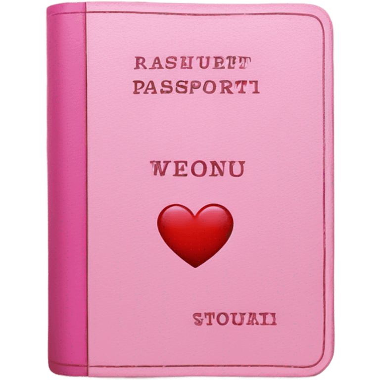 Pink passport with heart shaped stamp emoji