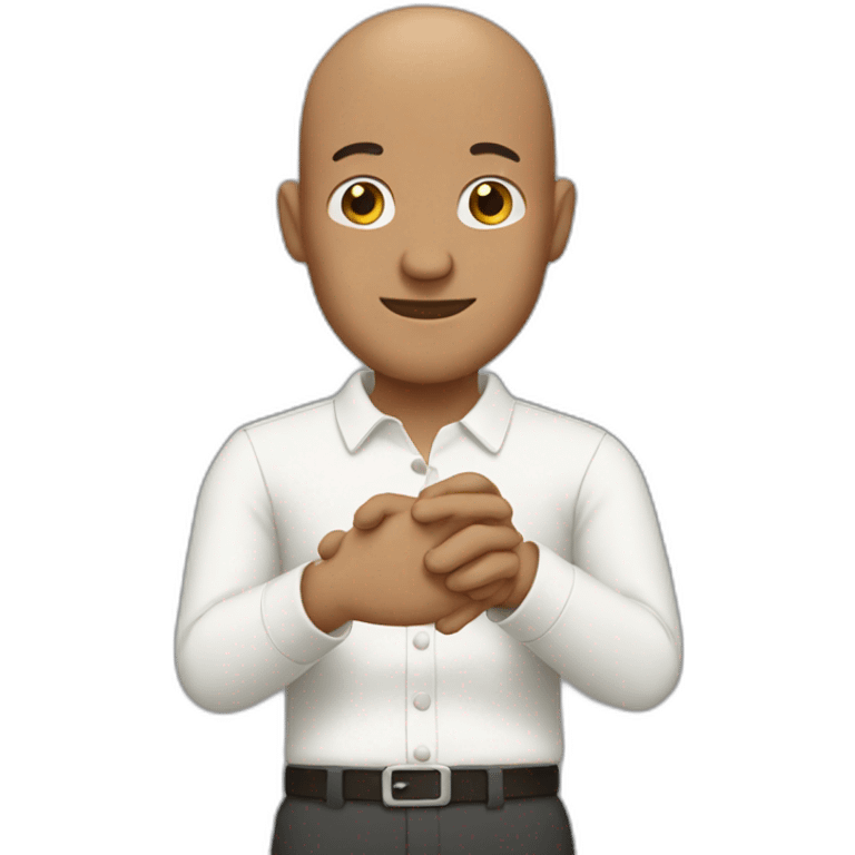 A bald man combining his two hands  emoji