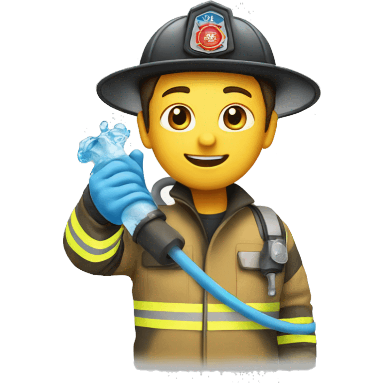 fire fighter holding water hose emoji