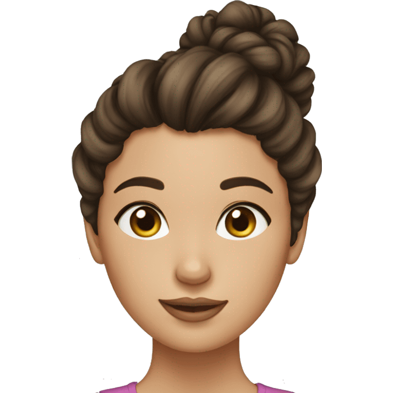 Brunette girl with curly messy bun emoji