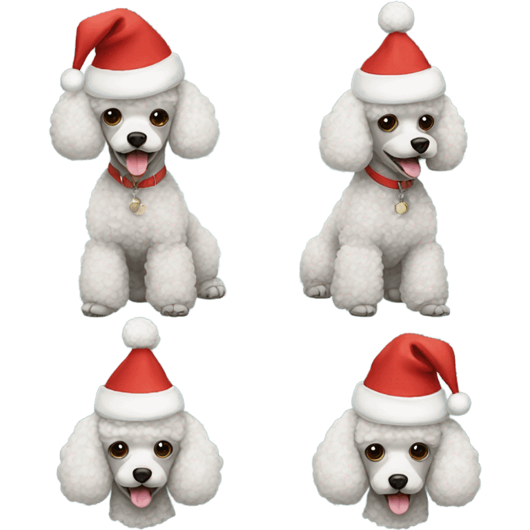 Poodle with Christmas hat emoji