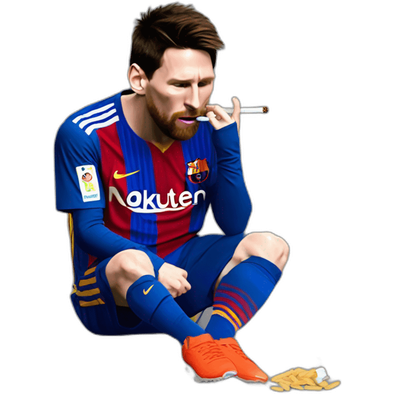 Messi qui mange une cigarette emoji