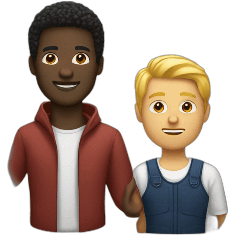 A black man holding a white man emoji