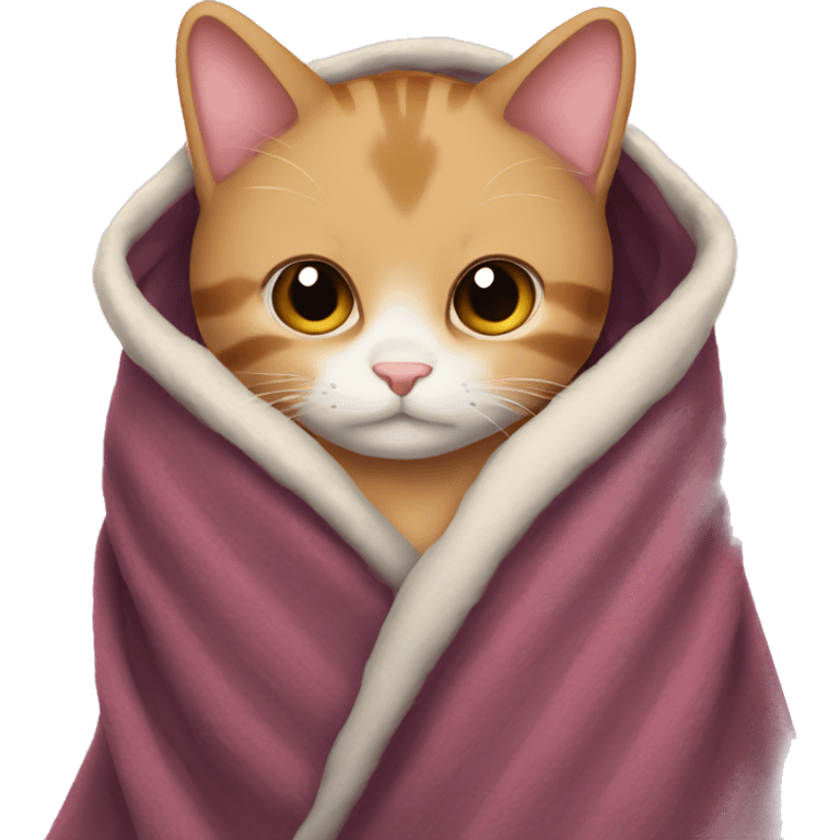 Cat cozy in blanket emoji