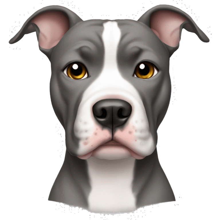 Pitbull, white and gray one ear up one ear down emoji