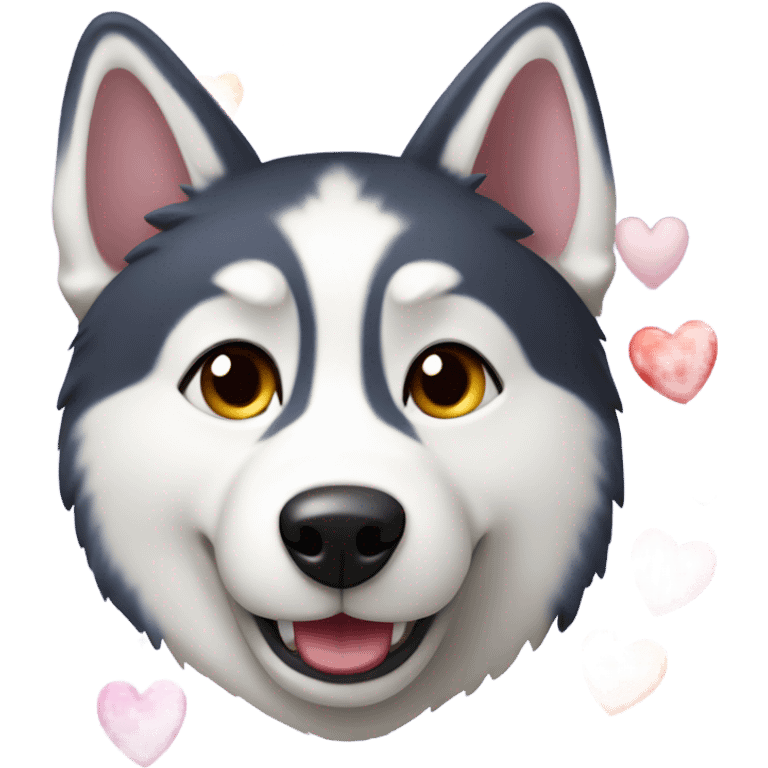 Husky with hearts emoji