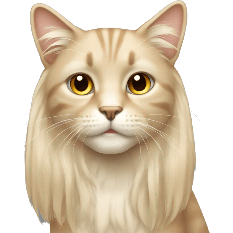 Cat long hair beige long ears  emoji