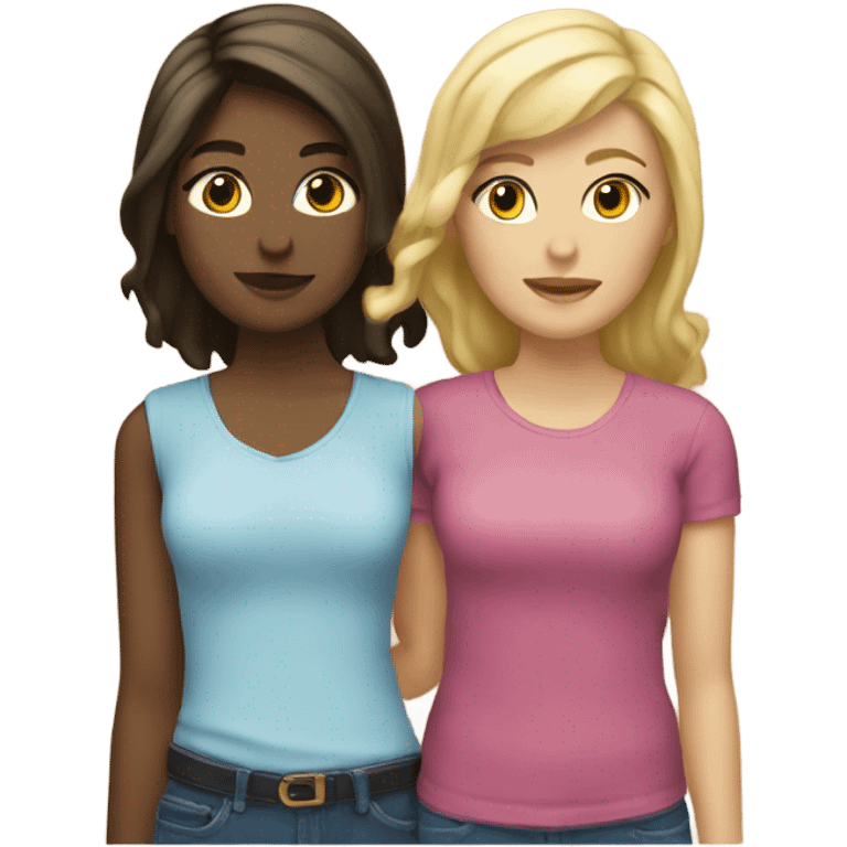 Blonde and brunette lesbian couple  emoji