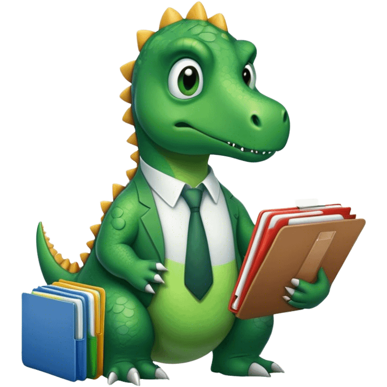 sad office dinosaur holding folders emoji