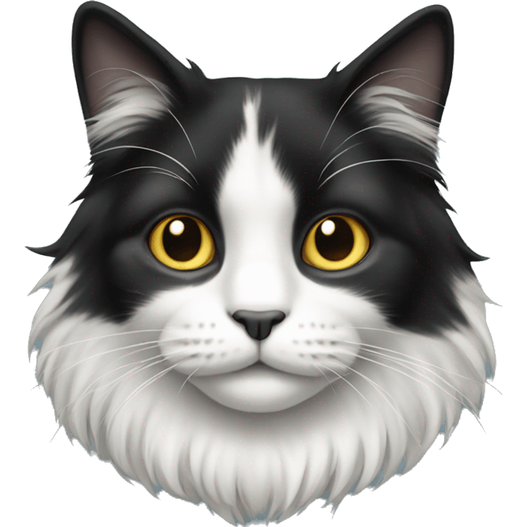 Black and white long haired cat emoji