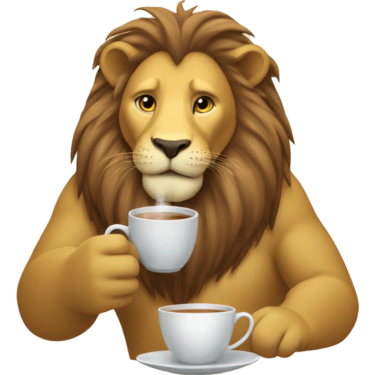 Lion drinking tea emoji