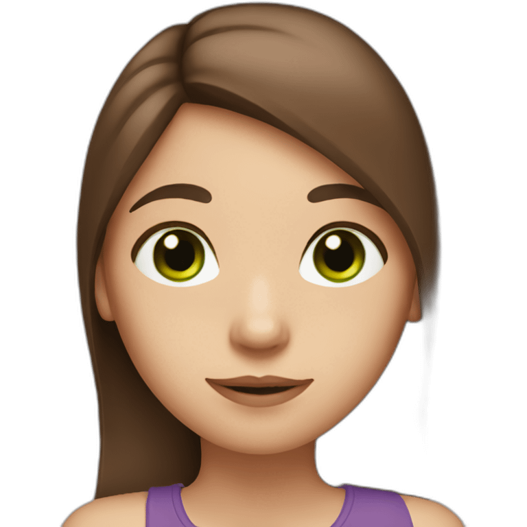 long straight brown hair girl with green eyes and freckles from head to chest emoji