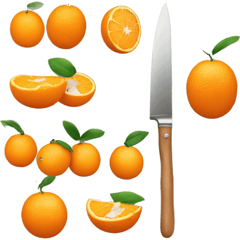 orange fruit with a knife emoji