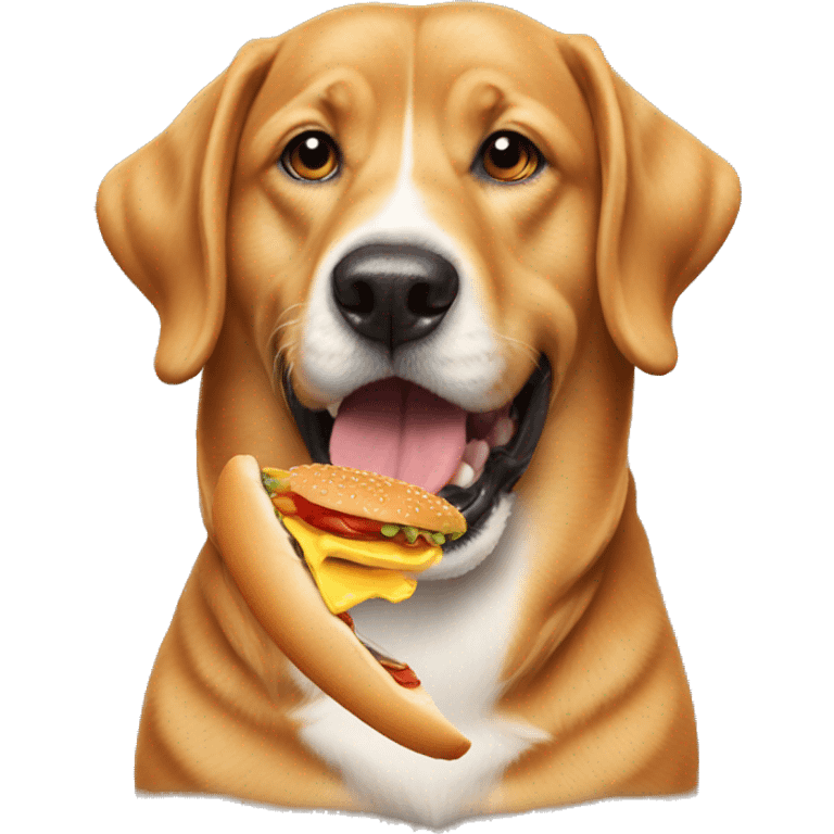 A dog eating a burger  emoji