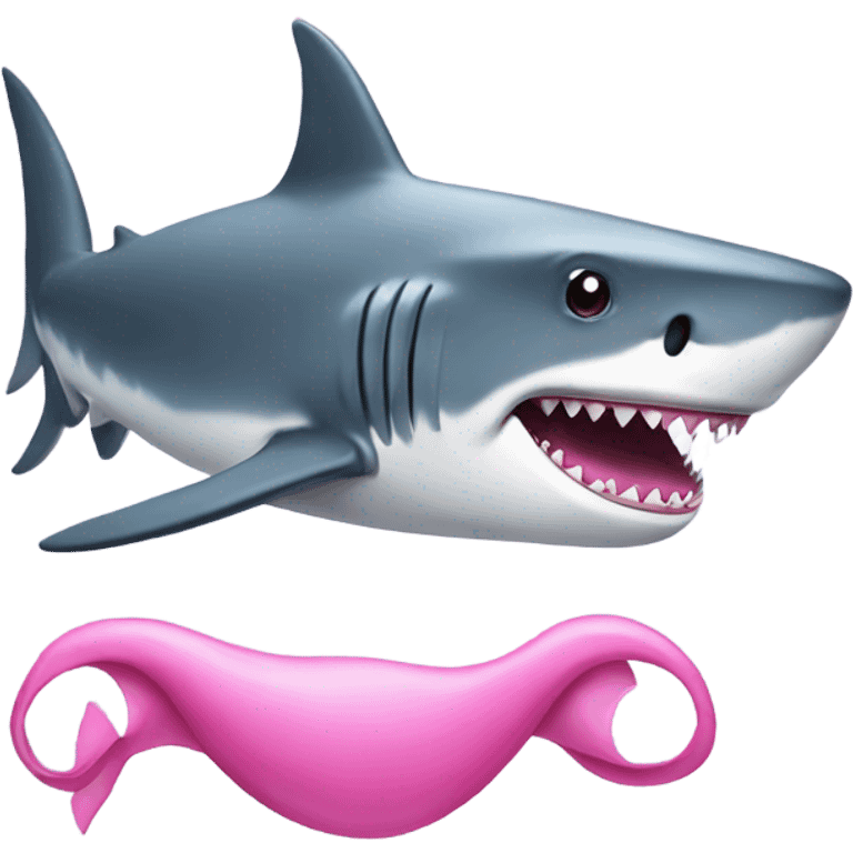 shark with a long pink curly mustache  emoji