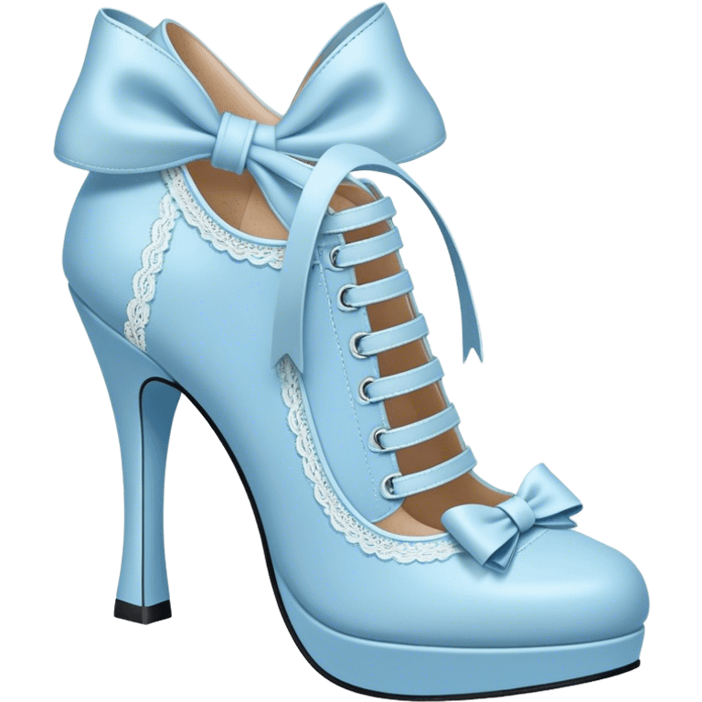 pastel blue heel with bow lace up emoji