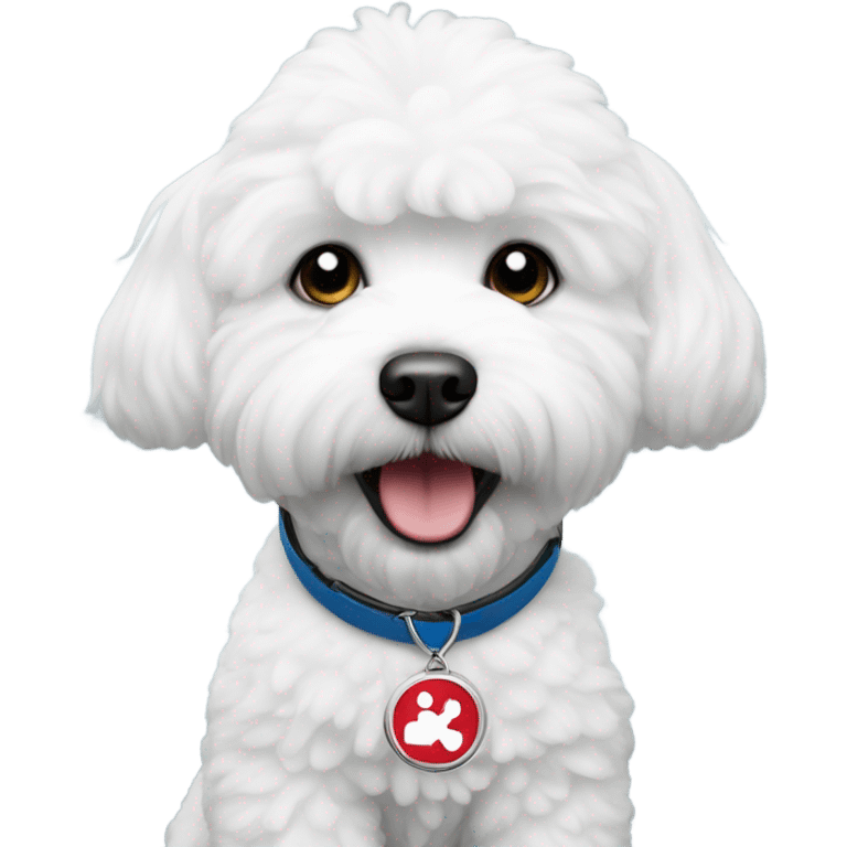 Bichon with a service dog for for medical alert badge  emoji