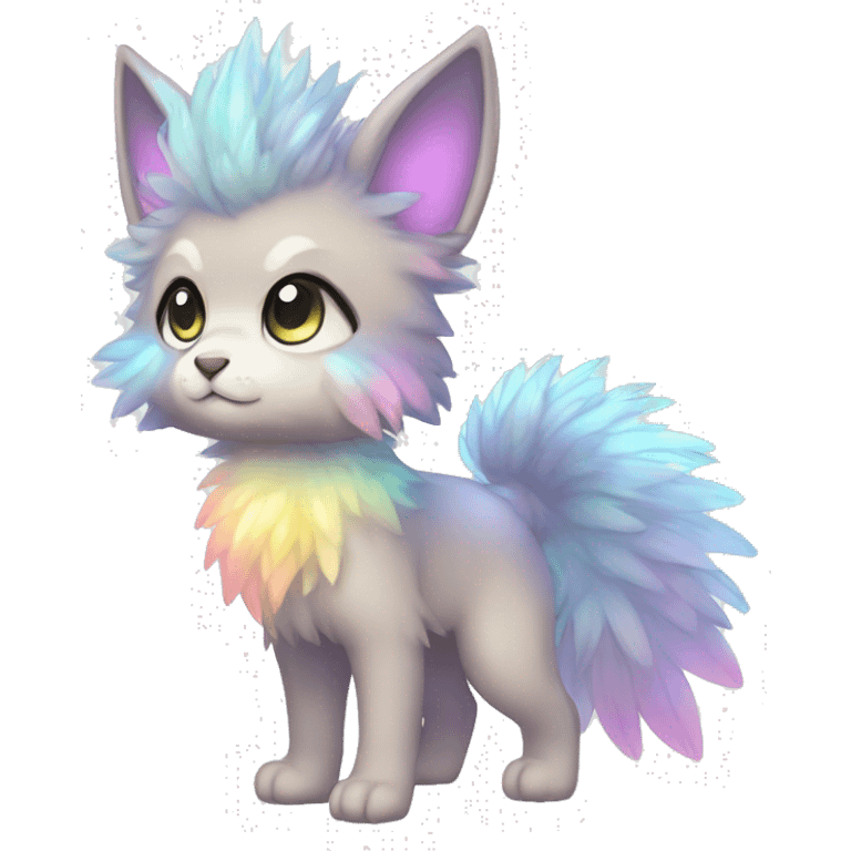 Shiny Chibi Sparkly Colorful Pastel Fluffy beautiful fantasy Kawaii Ethereal Sona Fakemon-animal Full Body emoji