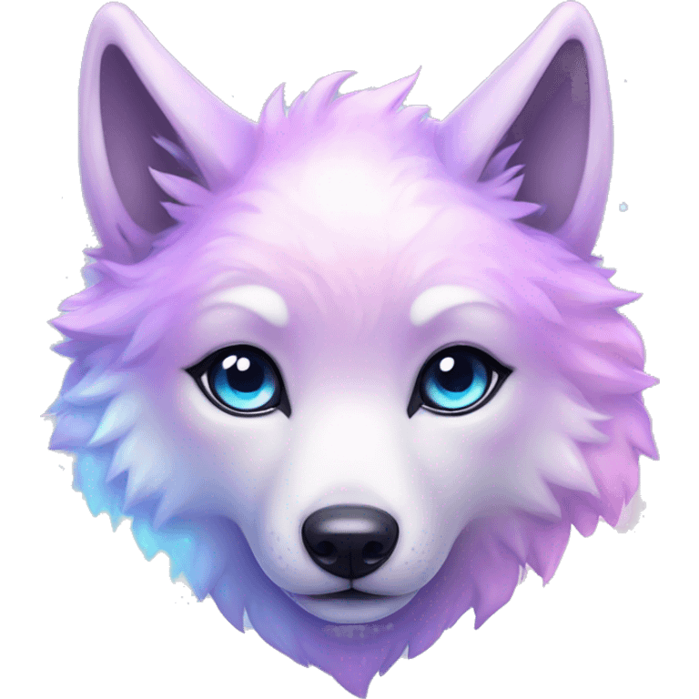 kawaii cute shiny pastel nebula wolf emoji