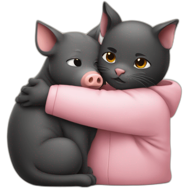 A Cat hug a pig emoji