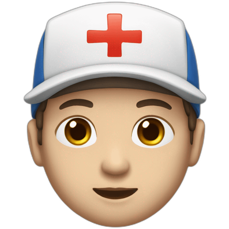 Ambulance yung man with white skin and brown hair and a cap emoji