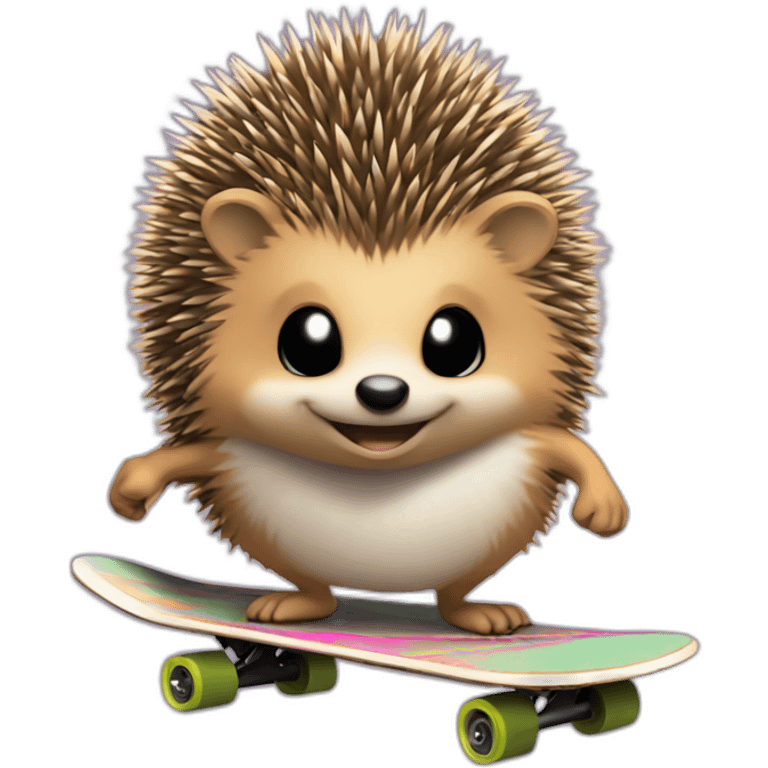 Hedgehog on skateboard with 47 number on spikes emoji