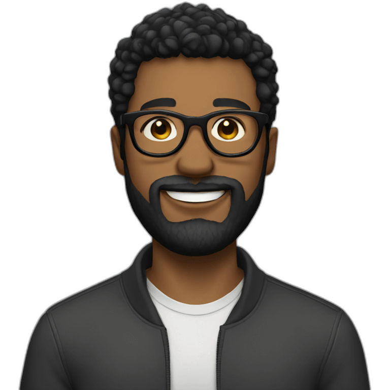 bearded short black hair guy with black glasses emoji