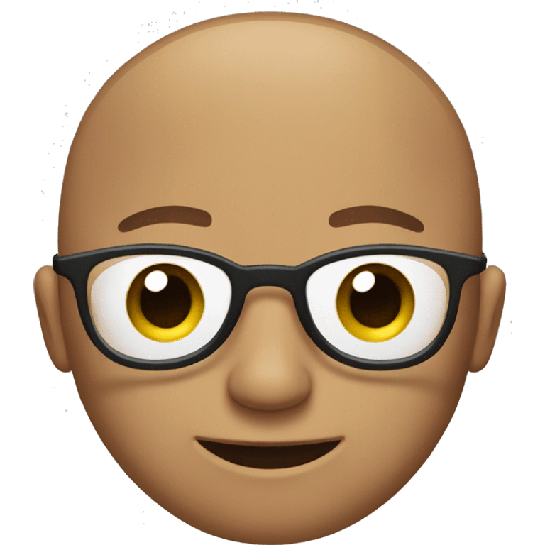 A guy with a brown circular face and has glasses and has a circular head shape and has no hair. emoji