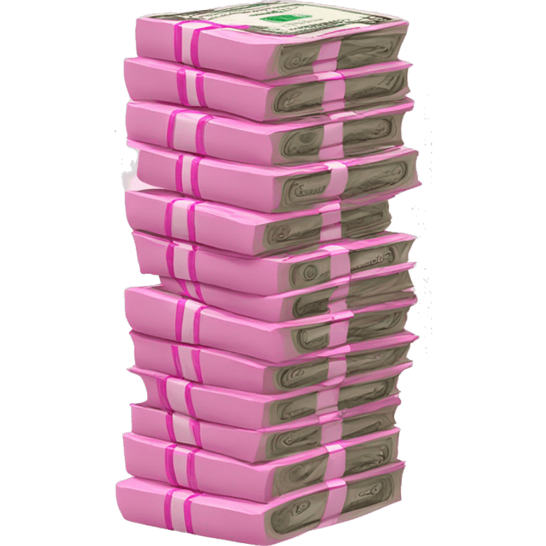 Stack of pink dollar bills emoji