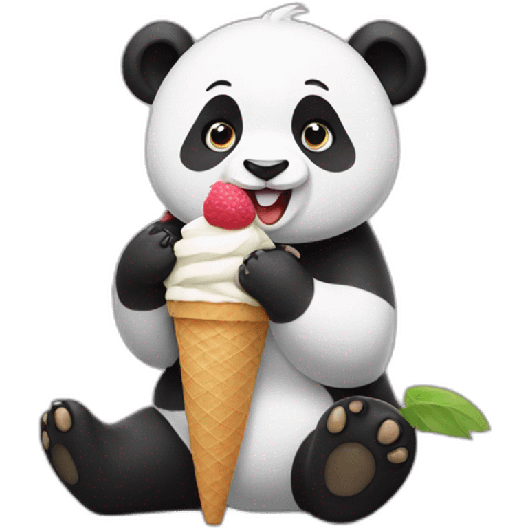 Panda eating ice cream emoji