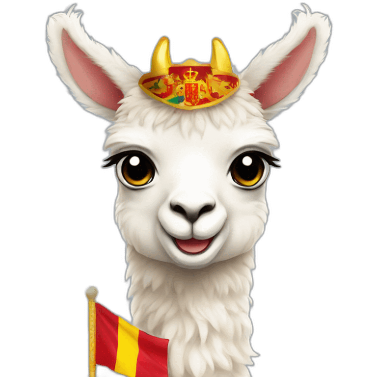 Baby llama with Spain flag emoji