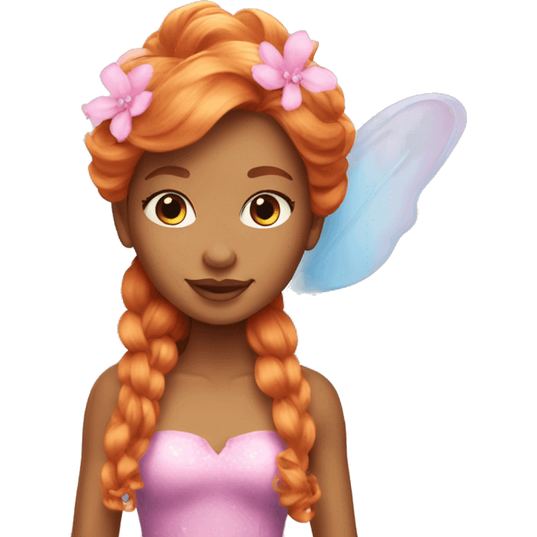 Beautiful ginger Barbie fairy emoji