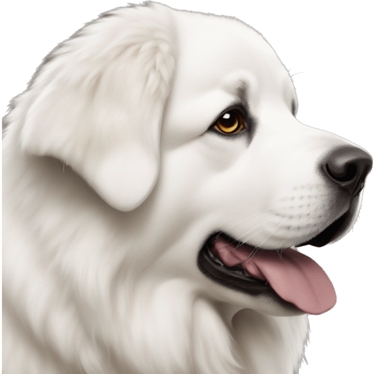 Great Pyrenees with a little brown on its ears emoji