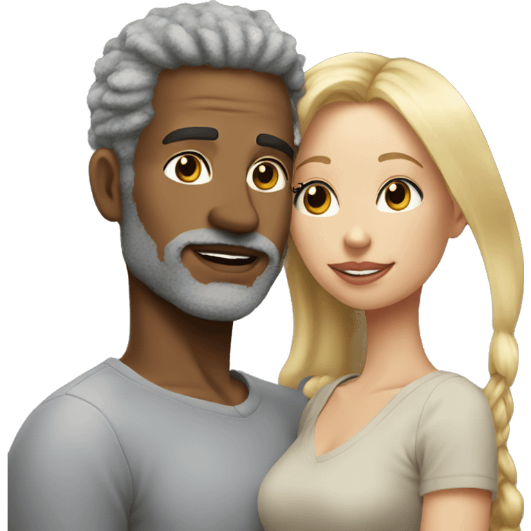 Realistic man grey no facial hair kissing woman blonde  emoji