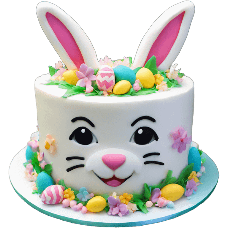 beautifully decorated 2 tier Easter bunny cake emoji