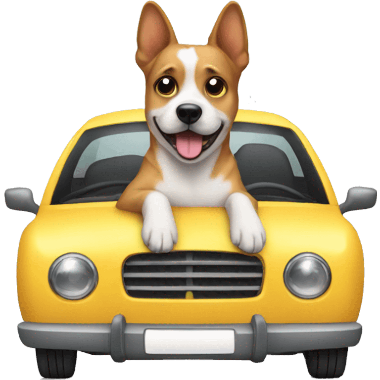 dog whit car emoji