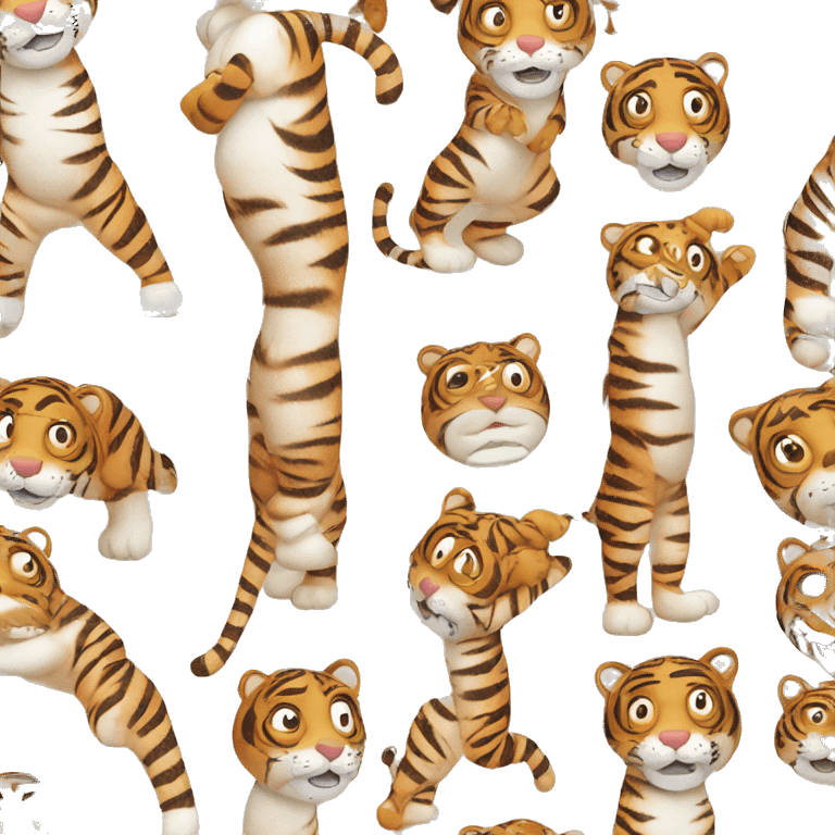 whole body of tiger in jellycat style (standing and two sides) emoji