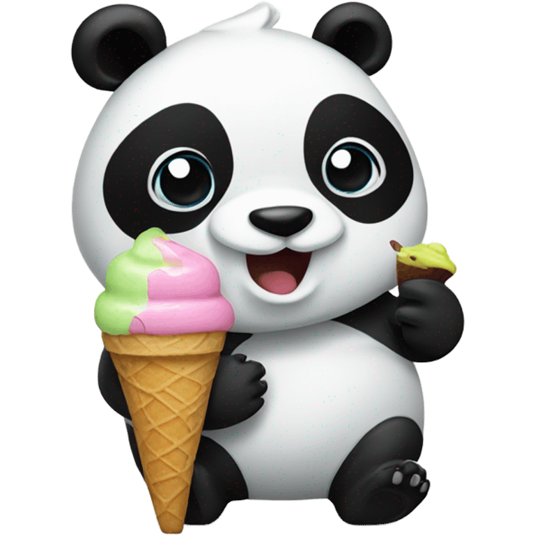 Panda eating ice cream emoji