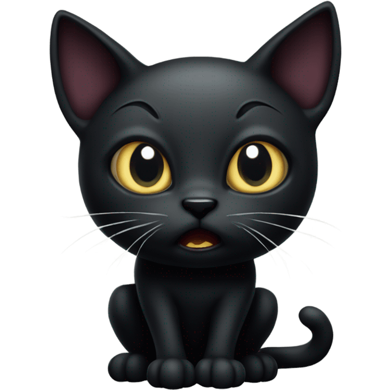 terrified black magic cat, gothic style emoji