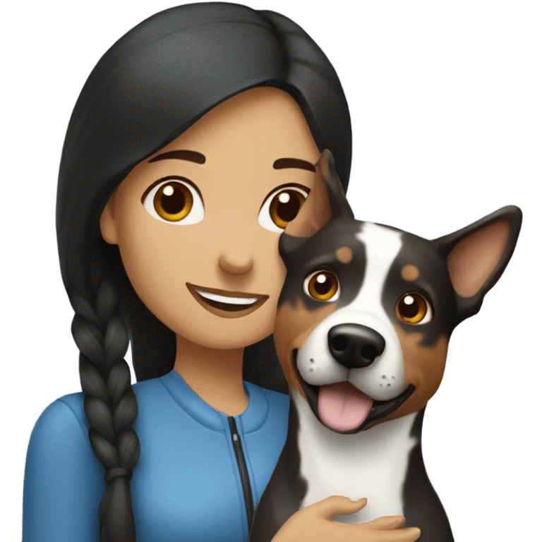 brunette girl with blue heeler emoji