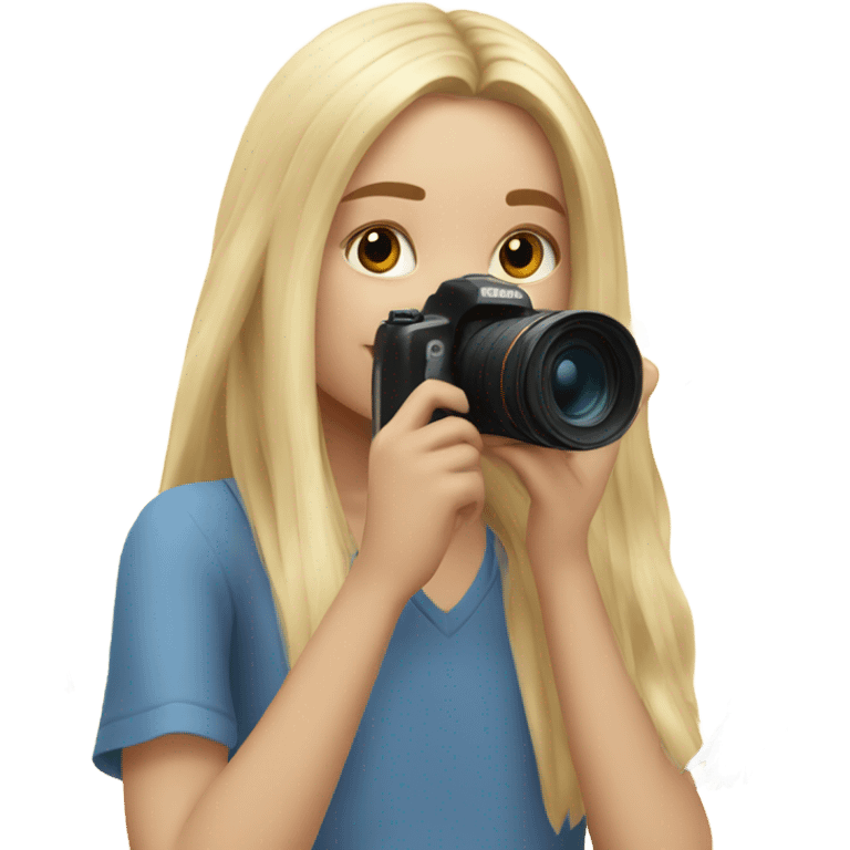 Blonde Girl with long hair and nice camera taking pictures of birds emoji