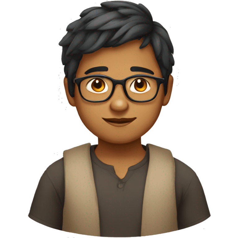 Indian boy with overweight and glasses  emoji